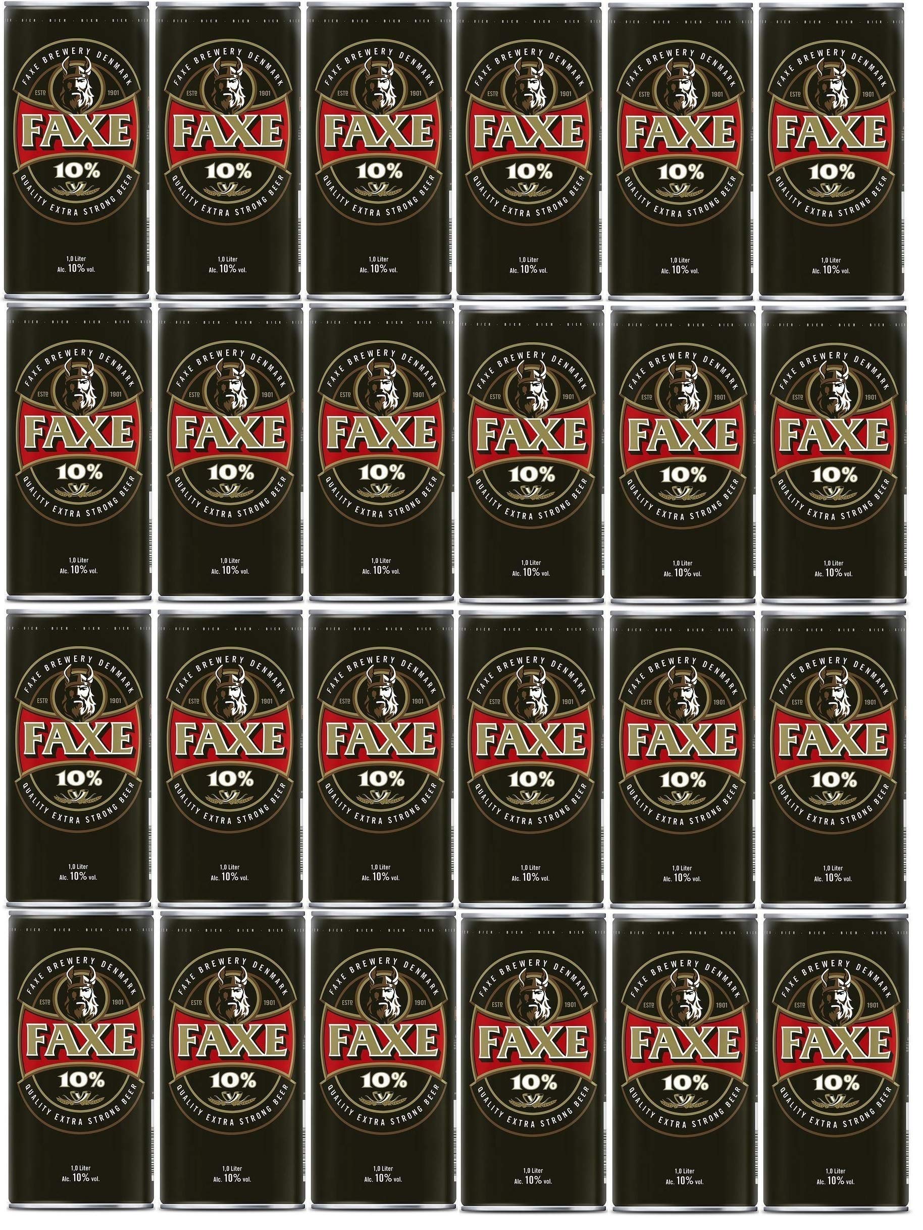 Faxe Strong 10% vol. 1 Liter Dänisches Starkbier 24 Dosen
