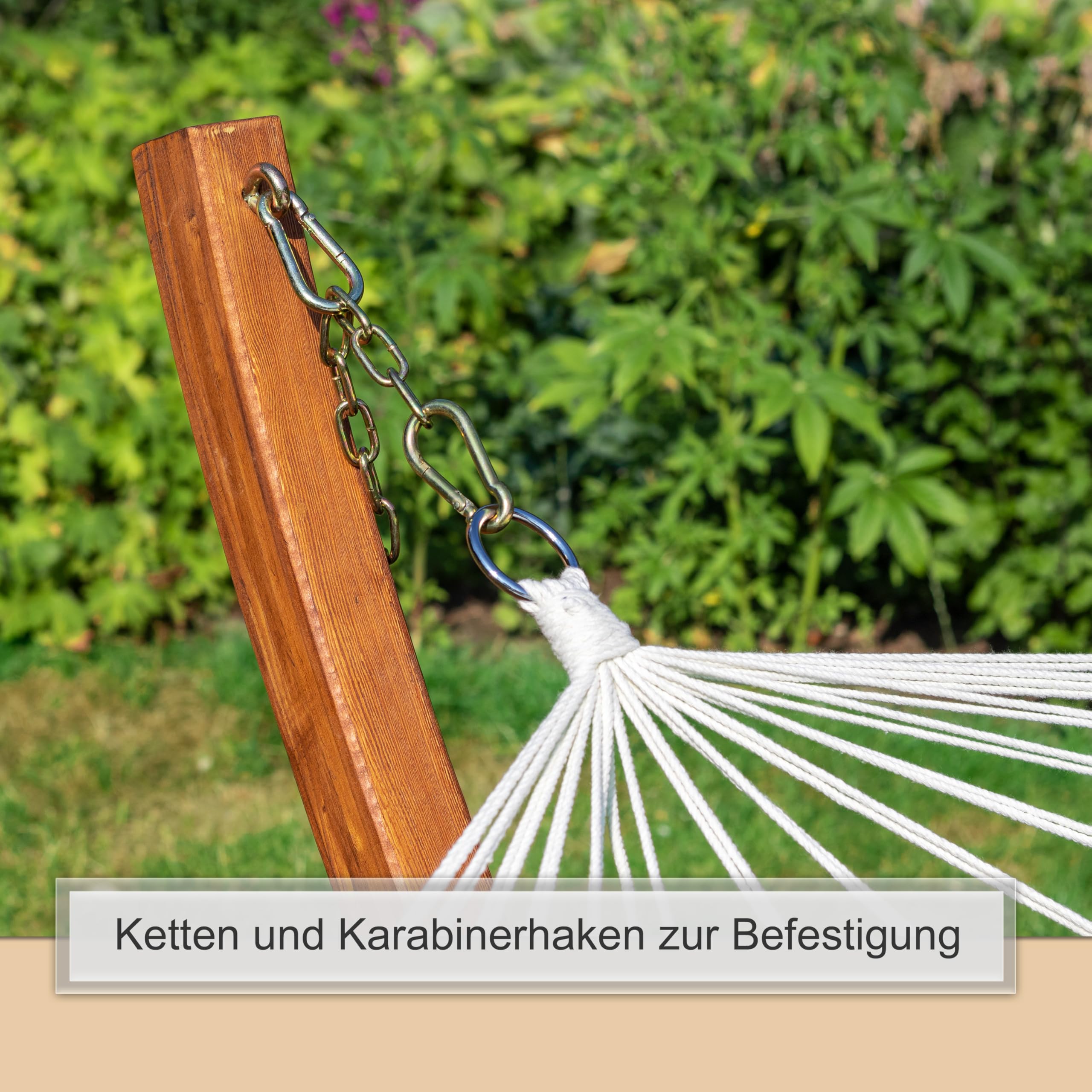 Ampel 24 Outdoor Hängemattengestell 310 cm, Holz Eukalyptus wetterfest, Gestell Mauritius braun ohne Hängematte