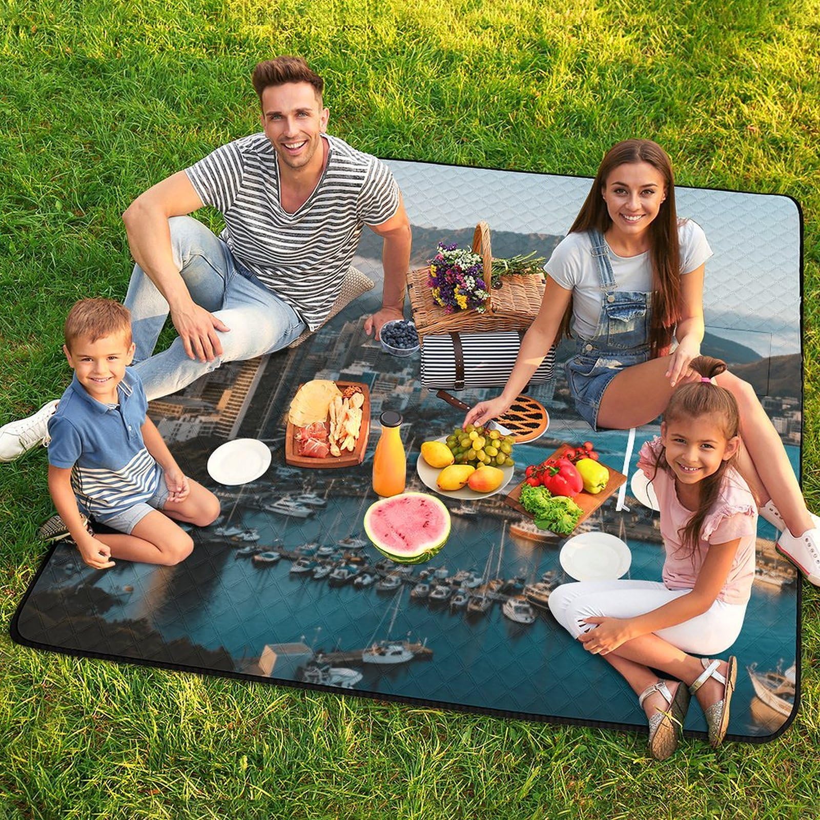 Tappetino da spiaggia Città del Capo con stampa con vista sulla città, portatile, extra large, adatto per viaggi, escursioni, festival musicali, prati, spiagge all'aperto picnic