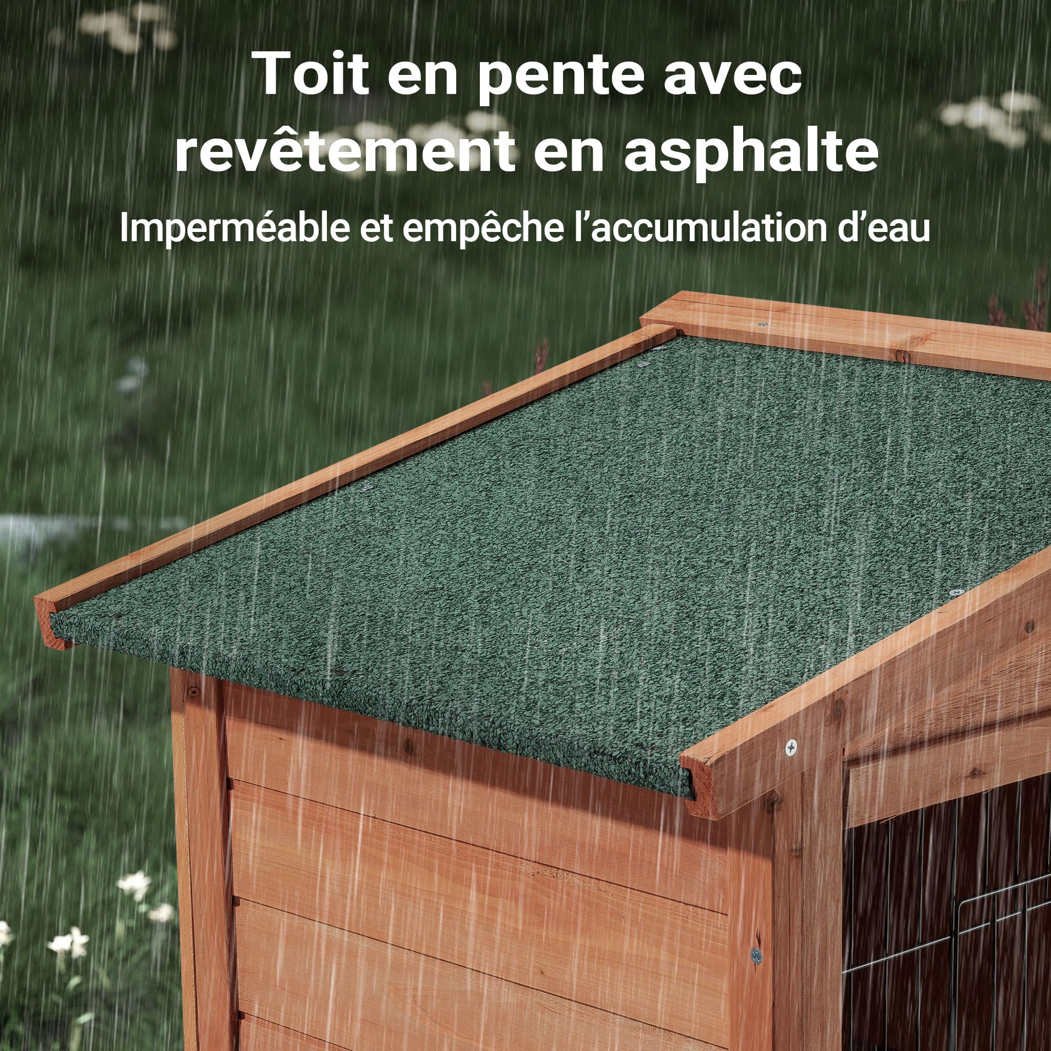 Wiltec Clapier – 1015 x 510 x 1000 mm – 2 étages – Toit bitumé – en Bois de Sapin – avec Rampe et Enclos – Abri Cage pour rongeurs Poulailler Lapinière Nichoir Espace Libre pour Petits Animaux