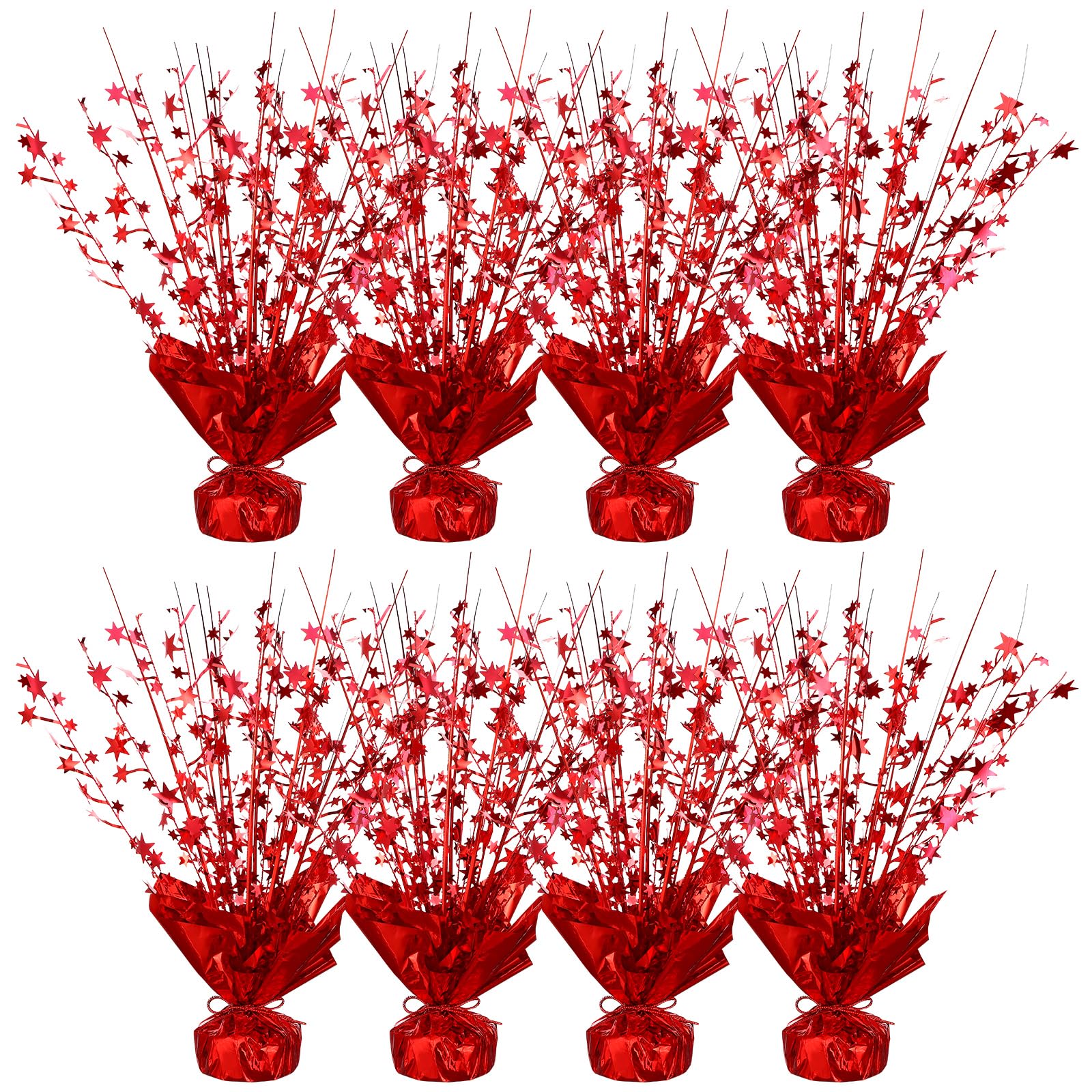 8 Pack Red Star Foil Spray Centerpiece Table Decoration Metallic Foil Spray Centerpiece Burst Centerpieces Table Decor Red Star Table Decor for Birthday Wedding Anniversary Graduation Party Supply