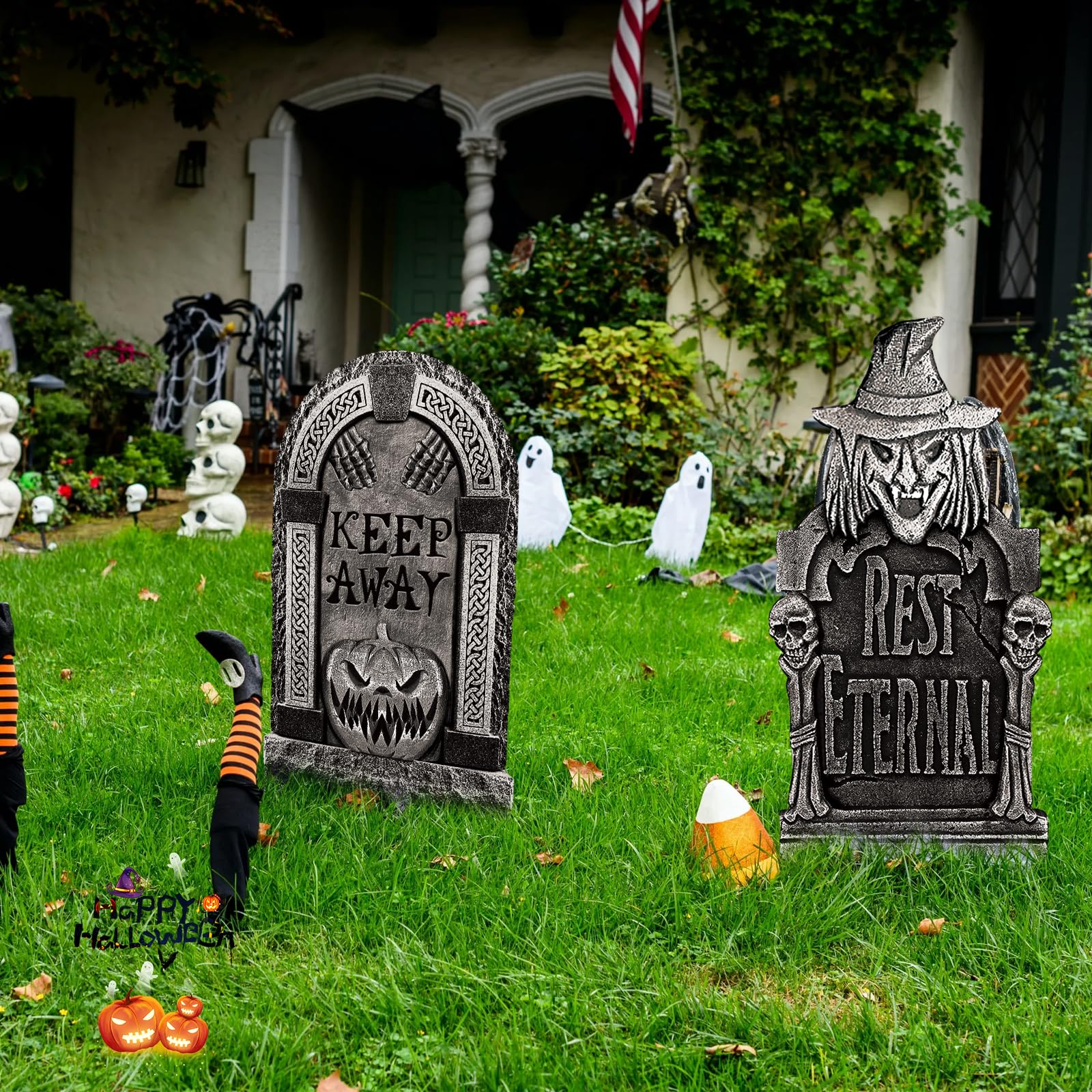 Pierres Tombales Halloween Extérieur, Décorations D'Halloween Tombes Extérieures, Signes Et Stèles Miniatures Pour Accessoires, Artisanat, Cimetière, Clôture, Pelouse, Décoration Extérieure De Fête