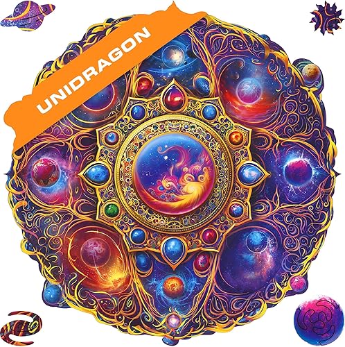 UNIDRAGON Rompecabezas de madera original Mandala Space Dreams King Size 13 x 13 in (33 x 33 cm) Puzzle para adultos y niños