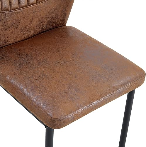 Miniatura 8 de JUFU Juego de mesa de comedor moderno para 6, juego de mesa de cocina de 63 pulgadas con mesa de mármol sintético y 4 sillas tapizadas de piel