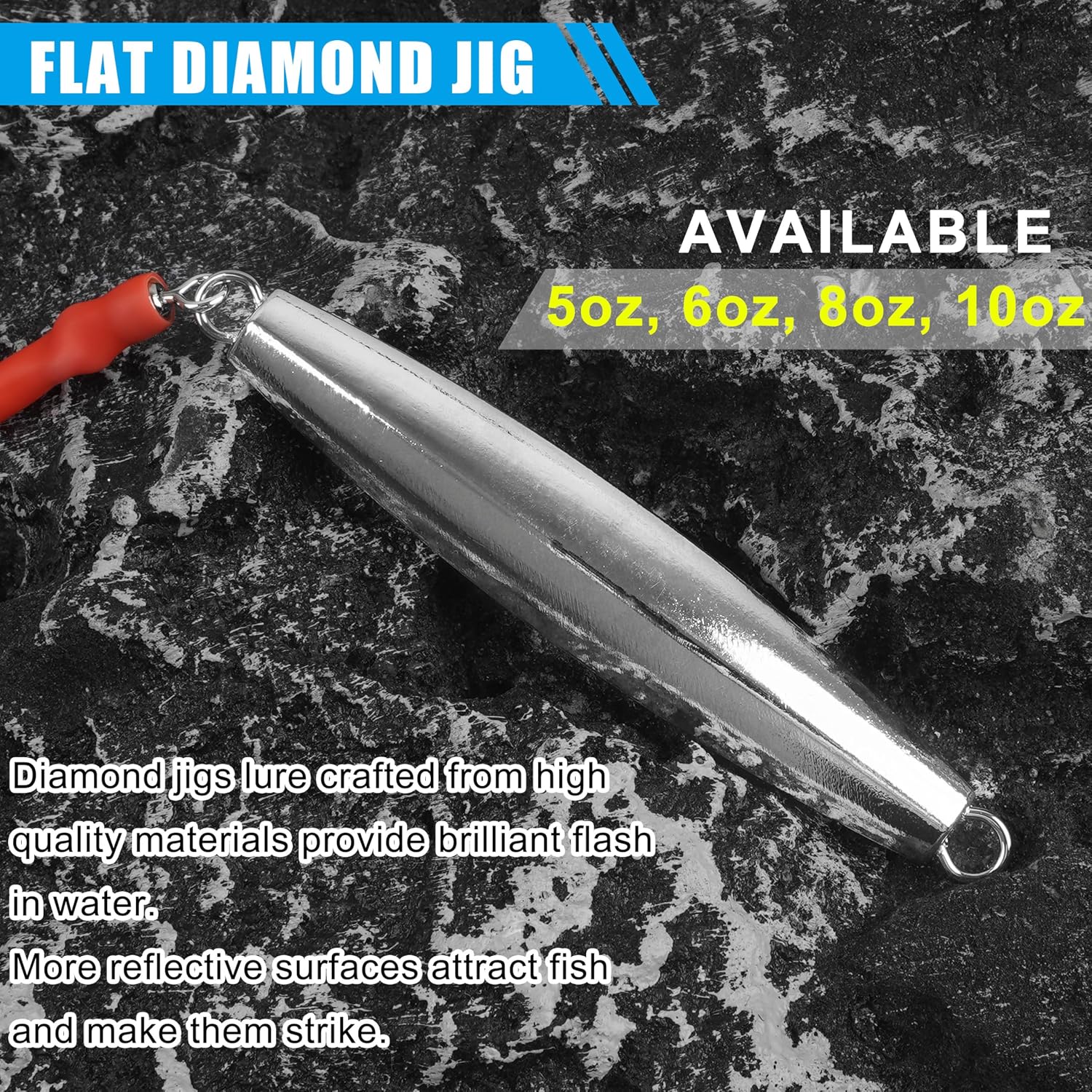 Diamond Jigs Saltwater Fishing Lures, 2Pack Casting Jigging Spoon with Tube Tail Striped Bass Metal Jig Spoons Deep Sea Offshore Surf Fishing 1oz-4oz