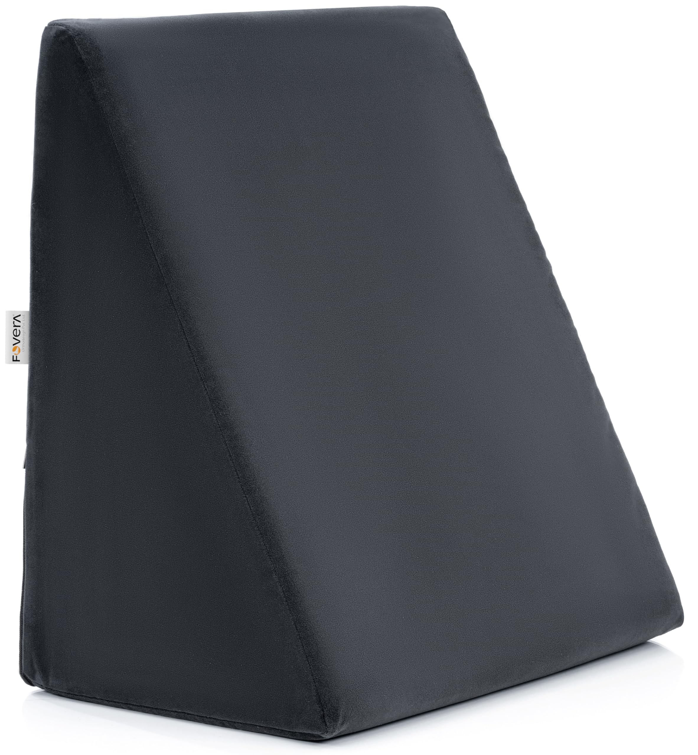 FOVERA Memory Foam Wedge Pillow | 2 Years Warranty | Bed Wedge Cushion, Orthopedic Back Support for Bed | for Acid Reflux, Snoring, GERD, Leg Elevation (Dark Grey, 18L x 17.5W x 11H Inch)