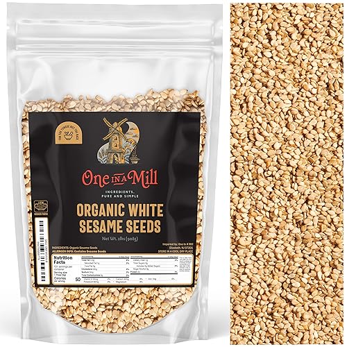 One in A Mill Semillas de sésamo blanco orgánicas semillas de sésamo blanco ricas y puras para aderezo de ensaladas hornear y cocinar Sin OMG