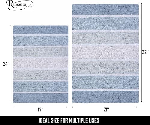 Miniatura 9 de Ramanta Home Juego de 2 tapetes acolchados de lujo para baño, de felpa suave, antideslizante, tapete para inodoro, tapetes acolchados súper