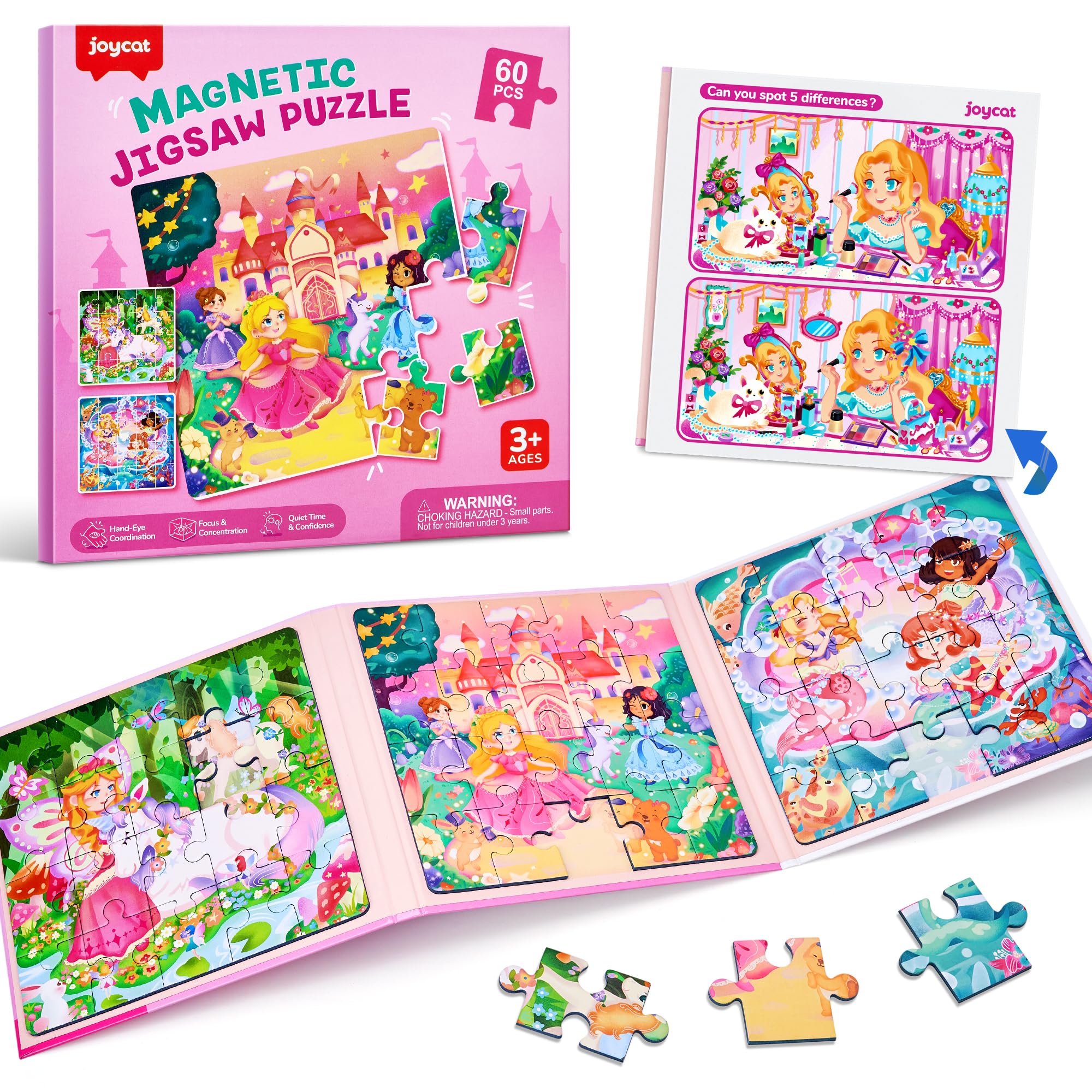 JoyCat Magnetic Puzzles for Kids 3-5, Travel Toys (Princess)