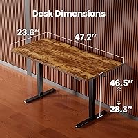 Vista 3 de ErGear Escritorio eléctrico de pie ajustable en altura, escritorio de pie de 48 x 24 pulgadas, escritorio de oficina en casa con memoria para Marrón