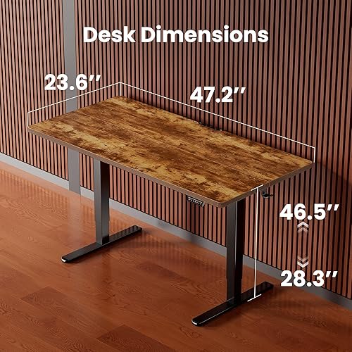 Miniatura 3 de ErGear Escritorio eléctrico de pie ajustable en altura, escritorio de pie de 48 x 24 pulgadas, escritorio de oficina en casa con memoria para Marrón