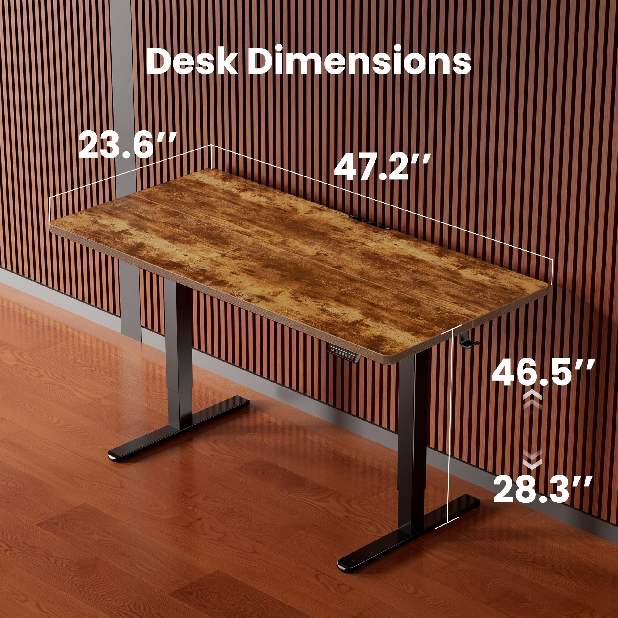 ErGear Height Adjustable Electric Standing Desk, 48 x 24 Inches Sit Stand up Desk, Memory Computer Home Office Desk with Two-Piece Desktop (Vintage Brown)