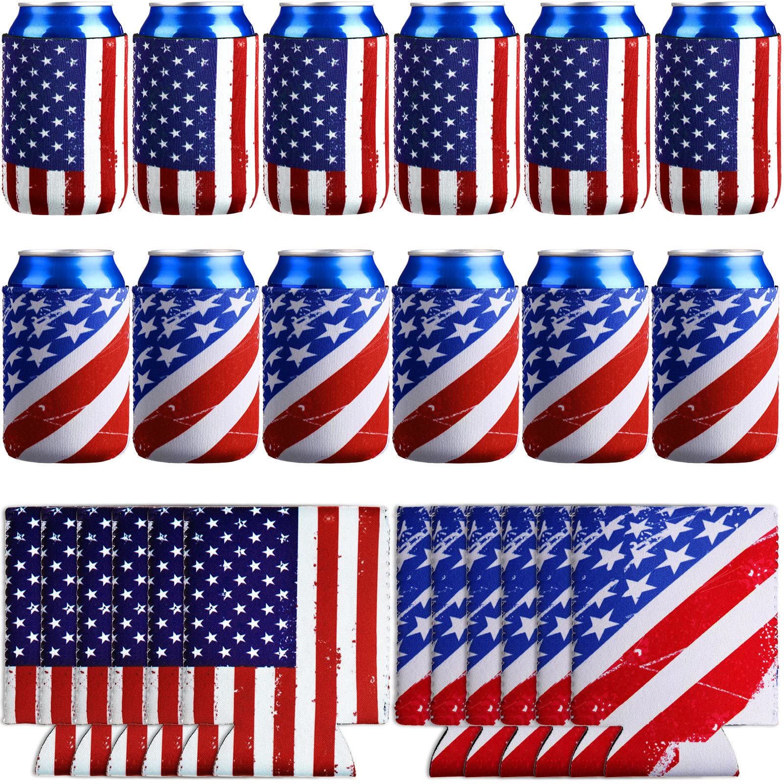 Manchons de refroidissement pour canettes en néoprène isolant 355ml motif drapeau américain