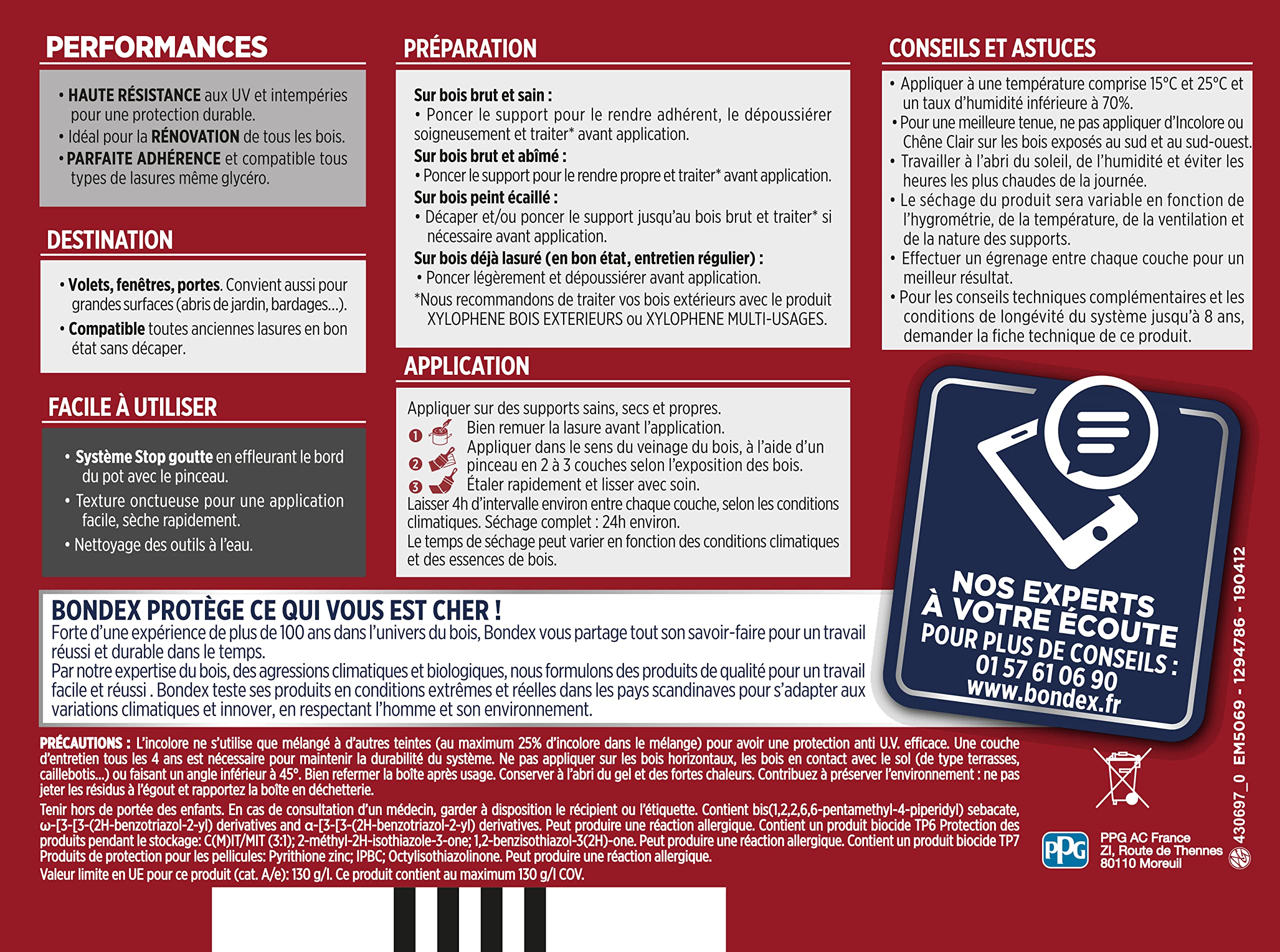 BONDEX Lasure 2 en 1 Très Haute Protection 8 Ans Extérieur Incolore 1 L | Lasure Bois Très Longue Durée, Très Haute Protection, Bondex, Expert du Bois, Extérieur, Satin