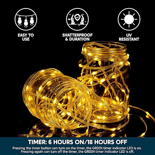 Miniatura 3 de Joiedomi 600 luces LED de Navidad para exteriores, luces blancas cálidas para árbol de Navidad de 197 pies con 8 modos de temporizador, cadena de