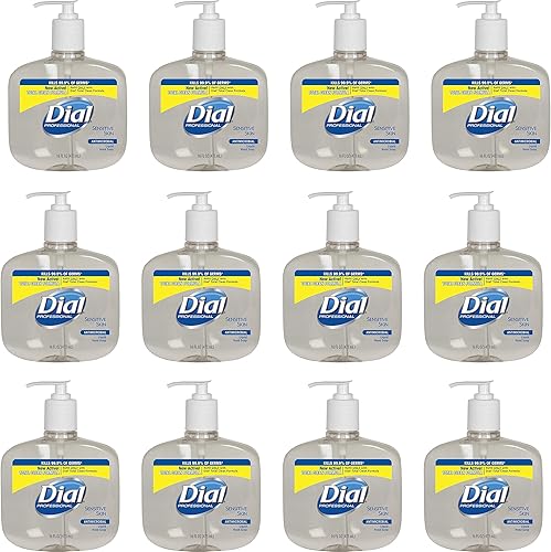 Dial Professional 80784 jabón líquido antimicrobiano para piel sensible 16 onzas Caso de 12