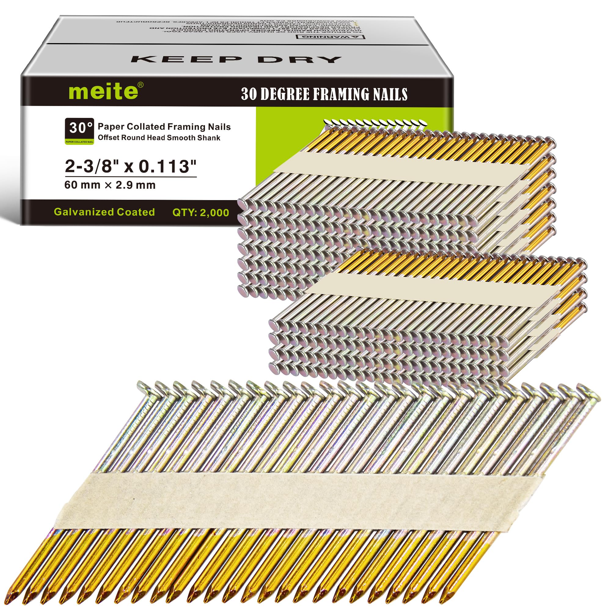 Meite 30 Degree Framing Nails - 2000 PCS -10
