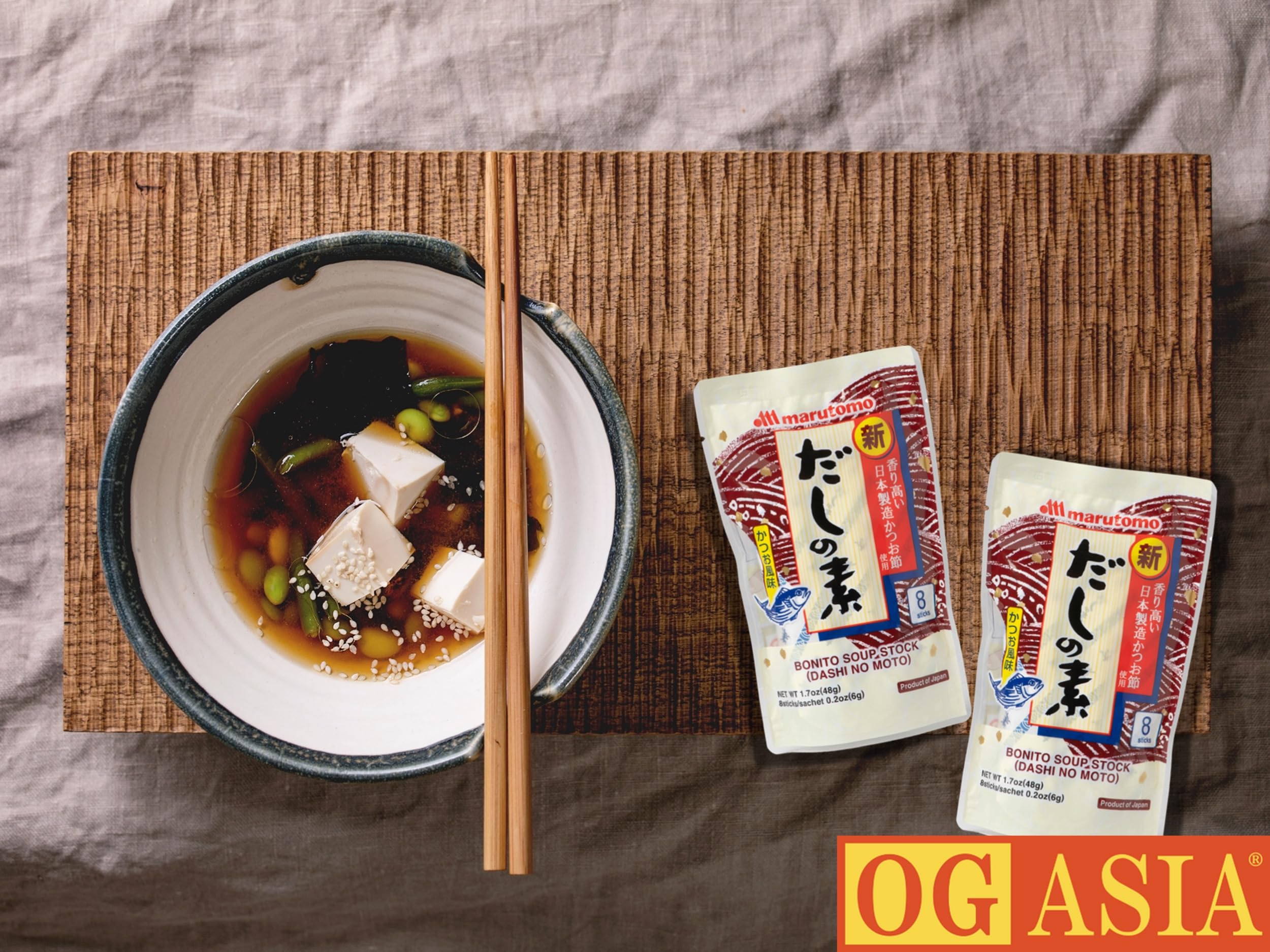 MARUTOMO Dashino Moto Lot de 15 poudres Dashi japonaises pour soupe miso et plus encore, goût authentique Umami OG ASIA 720 g