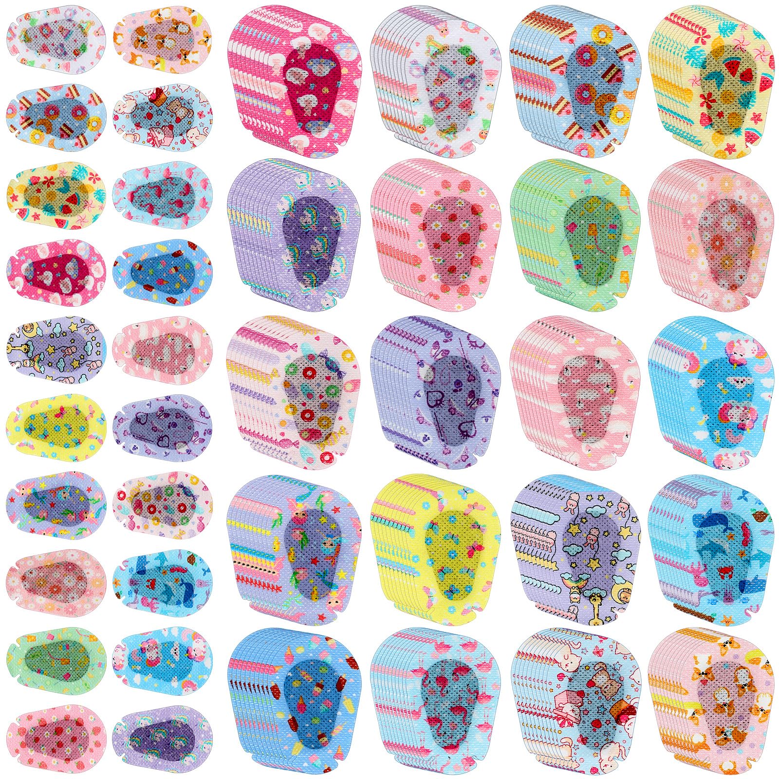 Copkim 200 Pcs Adhesive Eye Patches Bulk for Kids Girls Toddler,Patterned