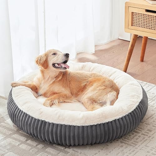BedStillLoveStill Donut Dog Bed 36 Inch for Large Dogs up to 80 lbs, Removable Washable Faux Fur Cuddler Bed, Charcoal BedStillLoveStill Donut Dog Bed 36 Inch for Large Dogs up to 80 lbs, Removable Washable Faux Fur Cuddler Bed, Charcoal