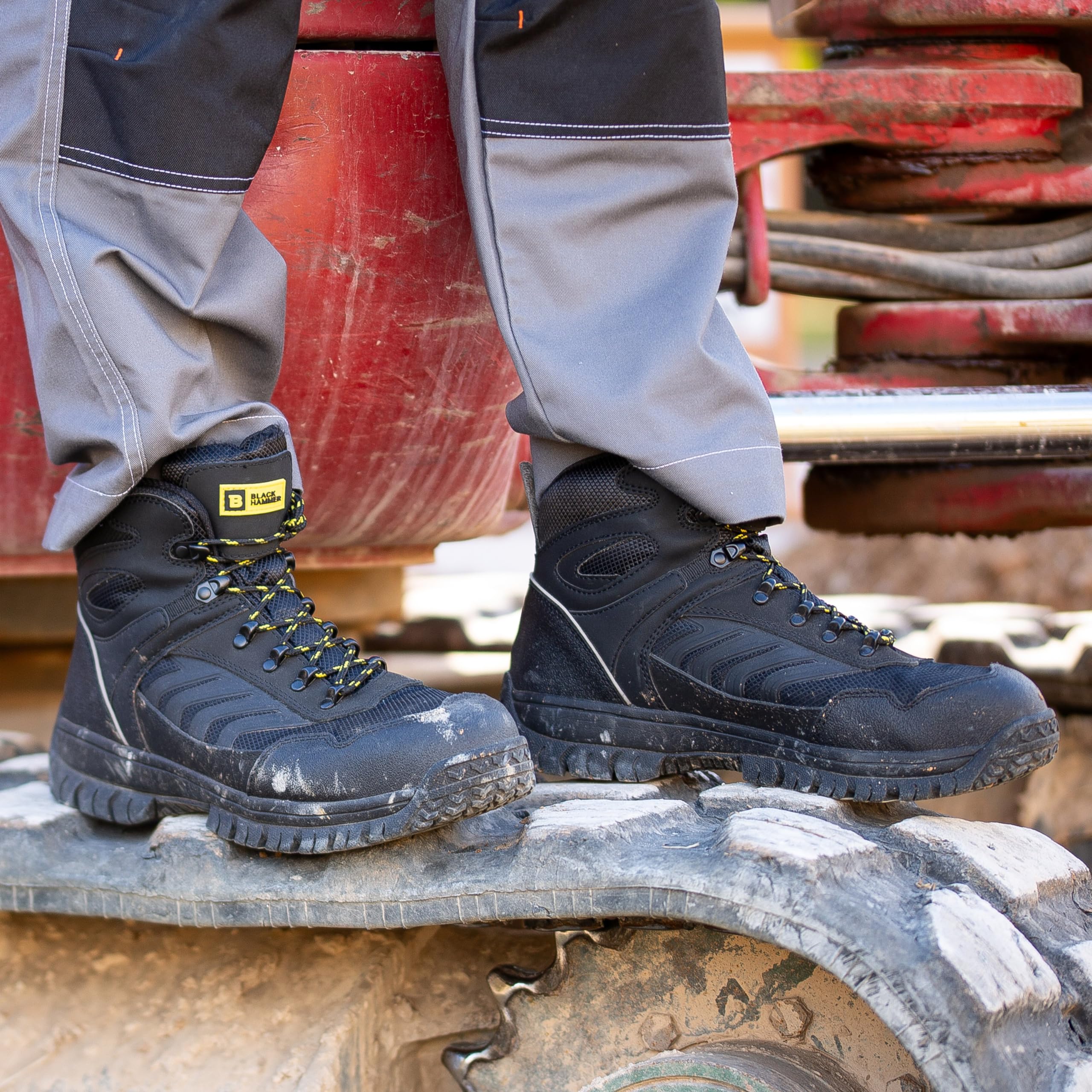 BLACK HAMMER Botas de Seguridad Hombre en Piel de Ante, Repelente al Agua, Puntera y Entresuela de Acero - Cómodas y Robustas, Zapatos de trabajo para Almacenes y Lugares de Trabajo Beast (43 EU)