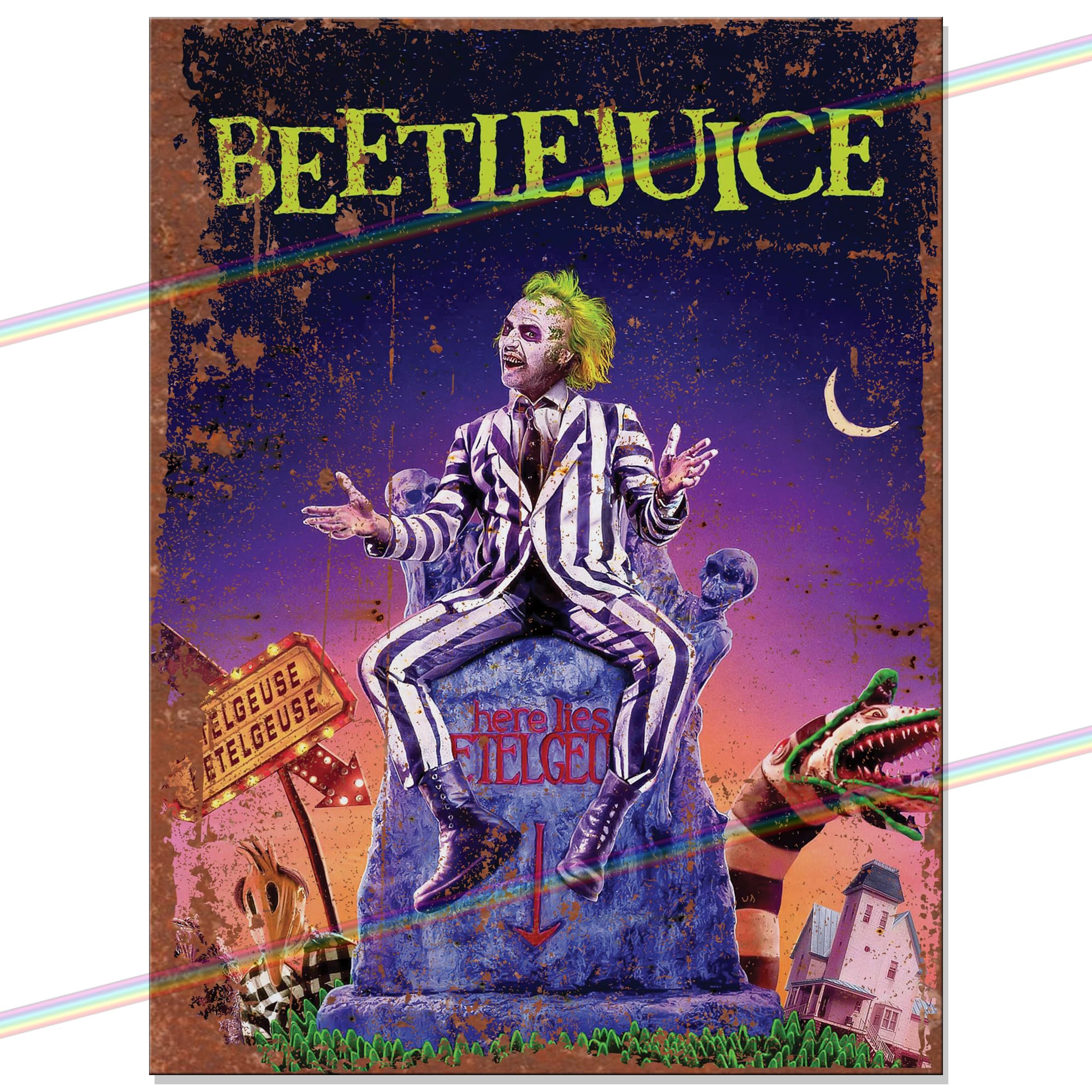 Movie Metal Signs for Mancave, Shed, Garage, Kitchen, Man Cave. Gift for Birthday, Christmas, Xmas. Retro Vintage Reproduction Memorabilia Tin Signs. 20cm x 15cm (BEETLEJUICE)