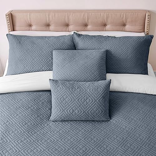 Miniatura 27 de Clara Clark Edredones Tamaño King - Juego de Cubrecama Colcha para Todas las Estaciones, Tejido Pinsonic Ropa de Cama Ligera - Juego de Edredón King