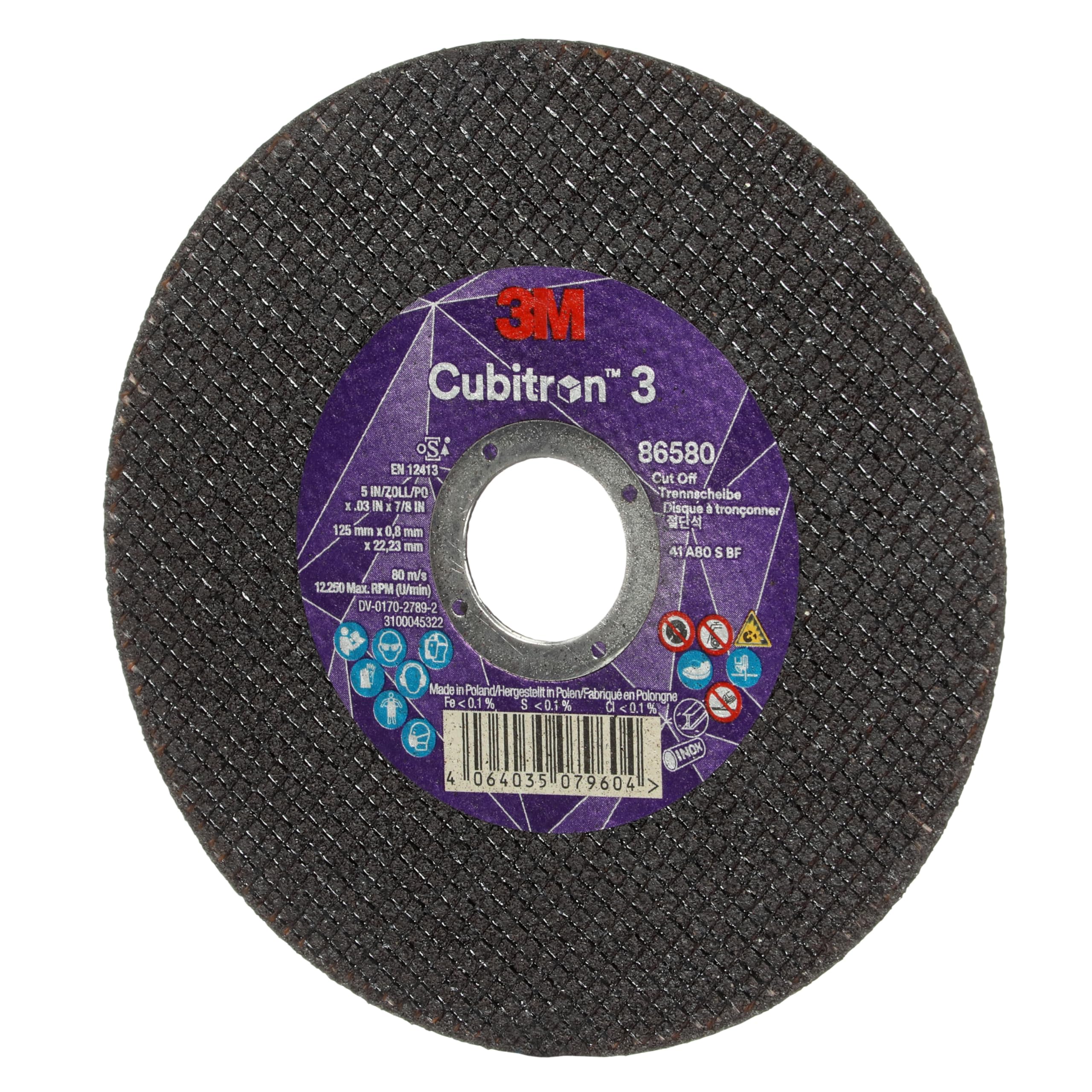 3M Cubitron 3 Trennscheibe, 86580, 80+, T41, 125 mm x 0,8 mm x 22,23 mm, EN, 25/Pack
