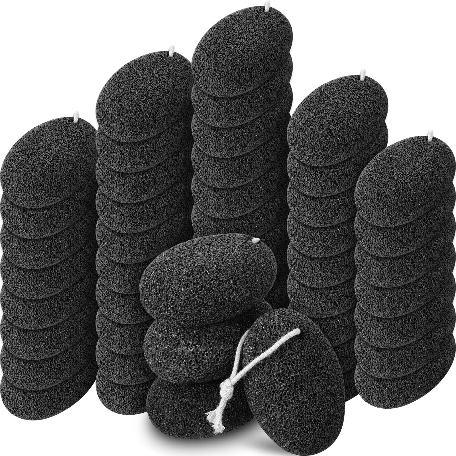 Batiyeer 100 Pcs Natural Pumice Stone Bulk Lava Foot Exfoliator Scrubber Pedicure Tools for Callous Warts Dead Skin Removal Exfoliating Stone Foot Scrubber for Dry Cracked Heels and Hands (Black)