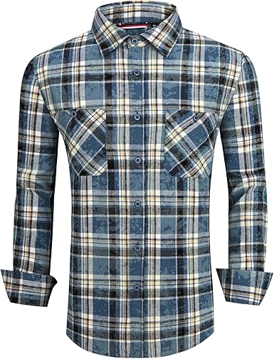 Alex Vando Mens Button Down Shirts Regular Fit Long Sleeve Casual Plaid Flannel Shirt