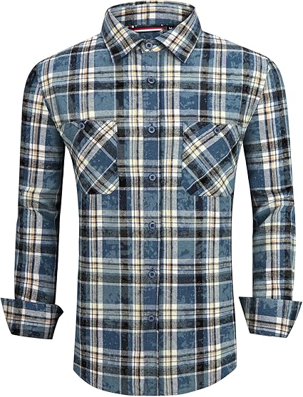 Alex Vando Mens Button Down Shirts Regular Fit Long Sleeve Casual Plaid Flannel Shirt