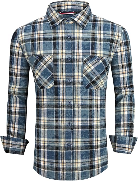 Alex Vando Mens Button Down Shirts Regular Fit Long Sleeve Casual Plaid Flannel Shirt