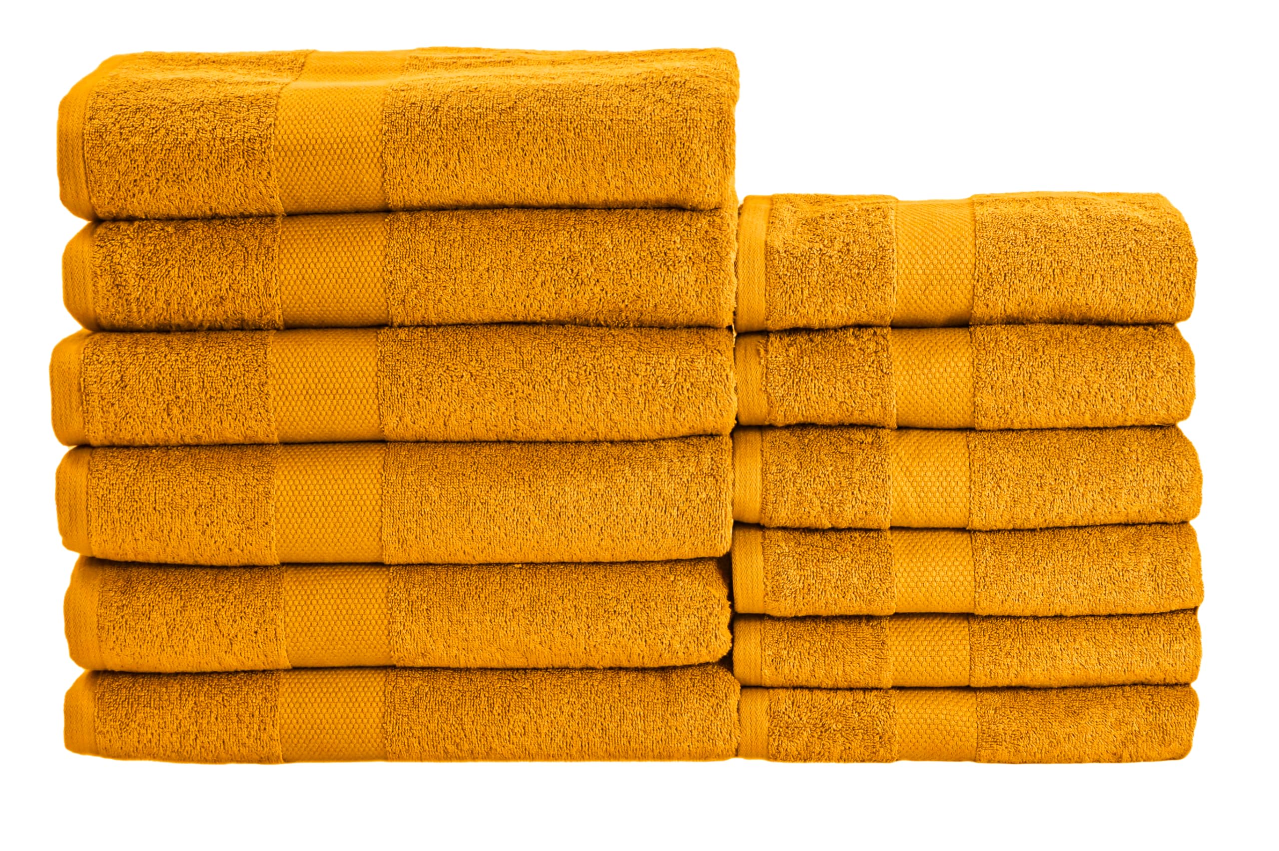 Lot de 12 serviettes faciales + 6 serviettes d'invité Posidonia colorées en éponge 500 g 100 % coton (jaune)