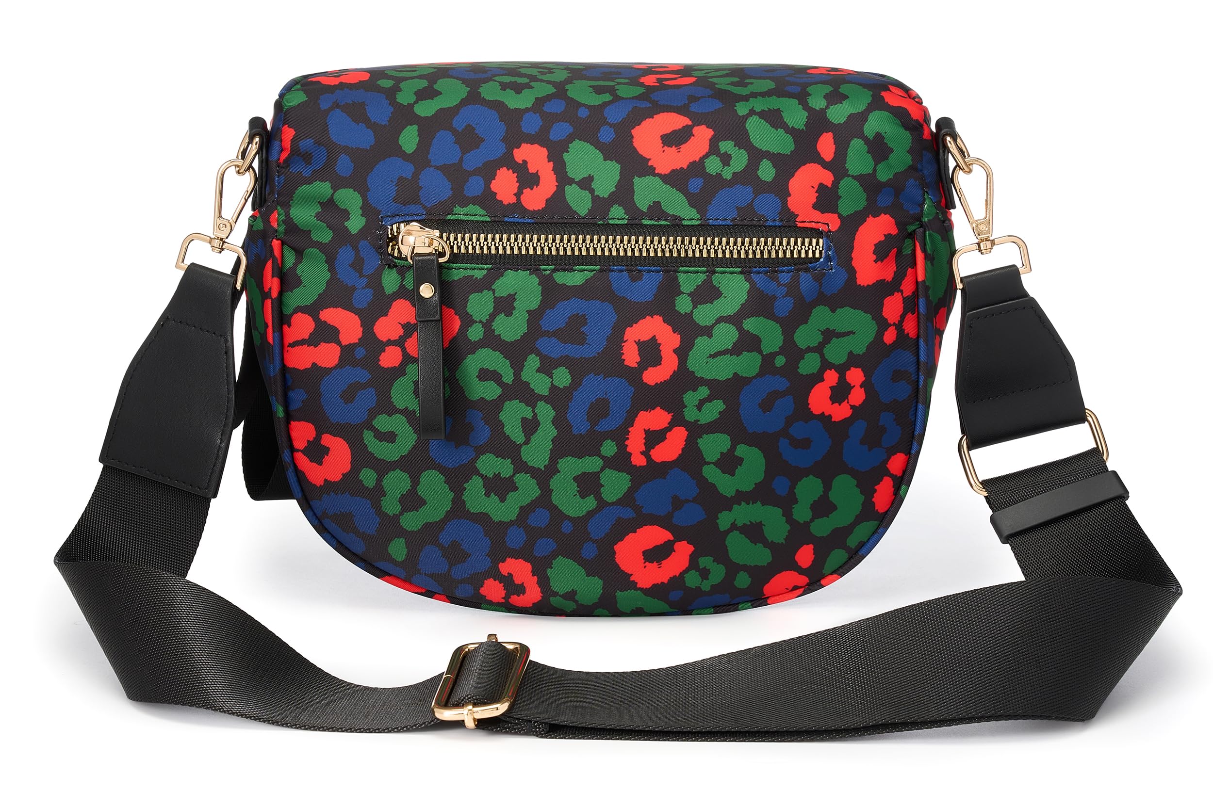 FEIBOON Spacious Nylon Crossbody Bag Bum Bag Handbags Wallets Purses Trendy Shoulder Bag for Women (Red, Blue, and Green Leopard) view 3