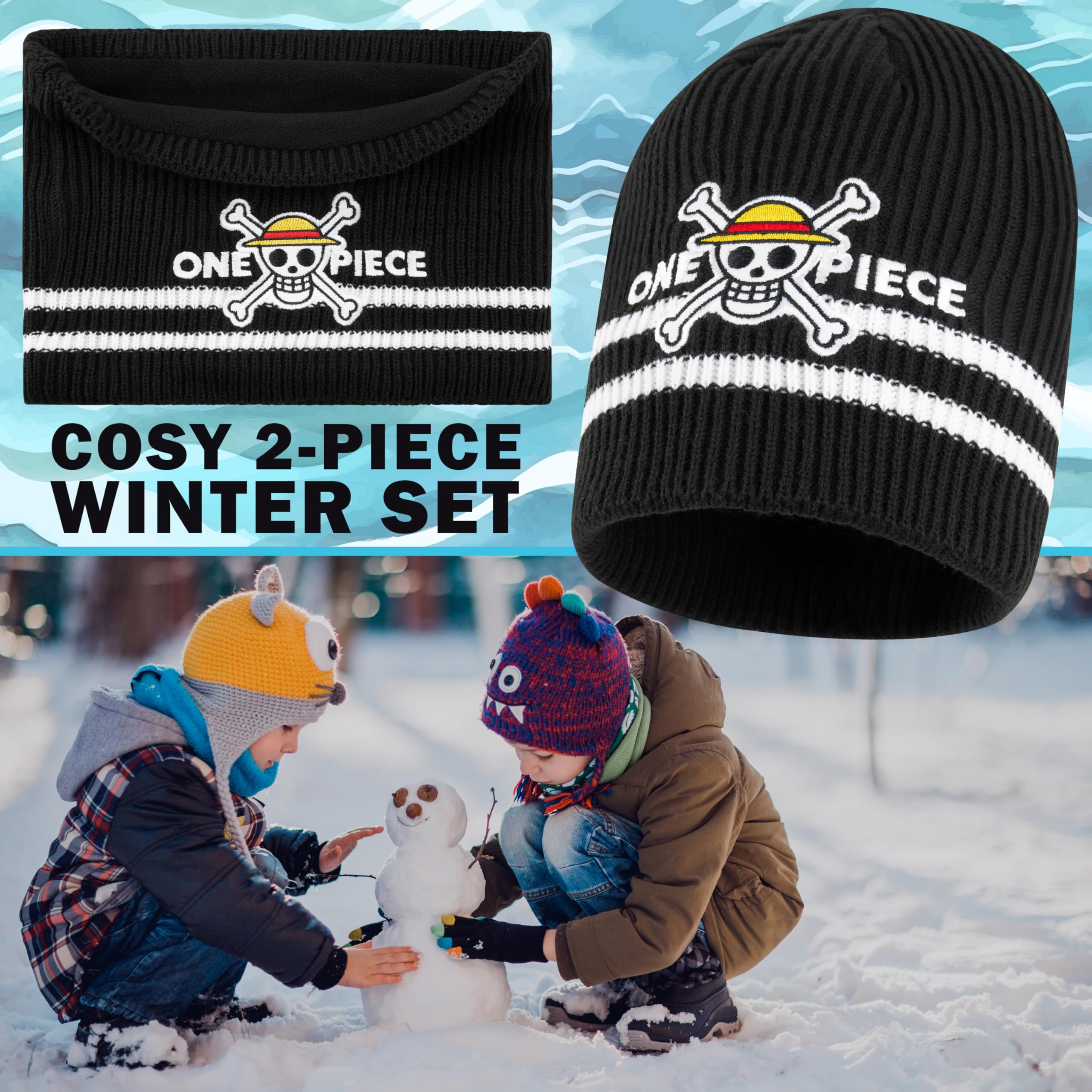 Get Trend Gorro Invierno e Cuello Niño, 2Pcs Conjunto para Niños Adolescentes, Accesorios de Invierno, Regalos de Anime