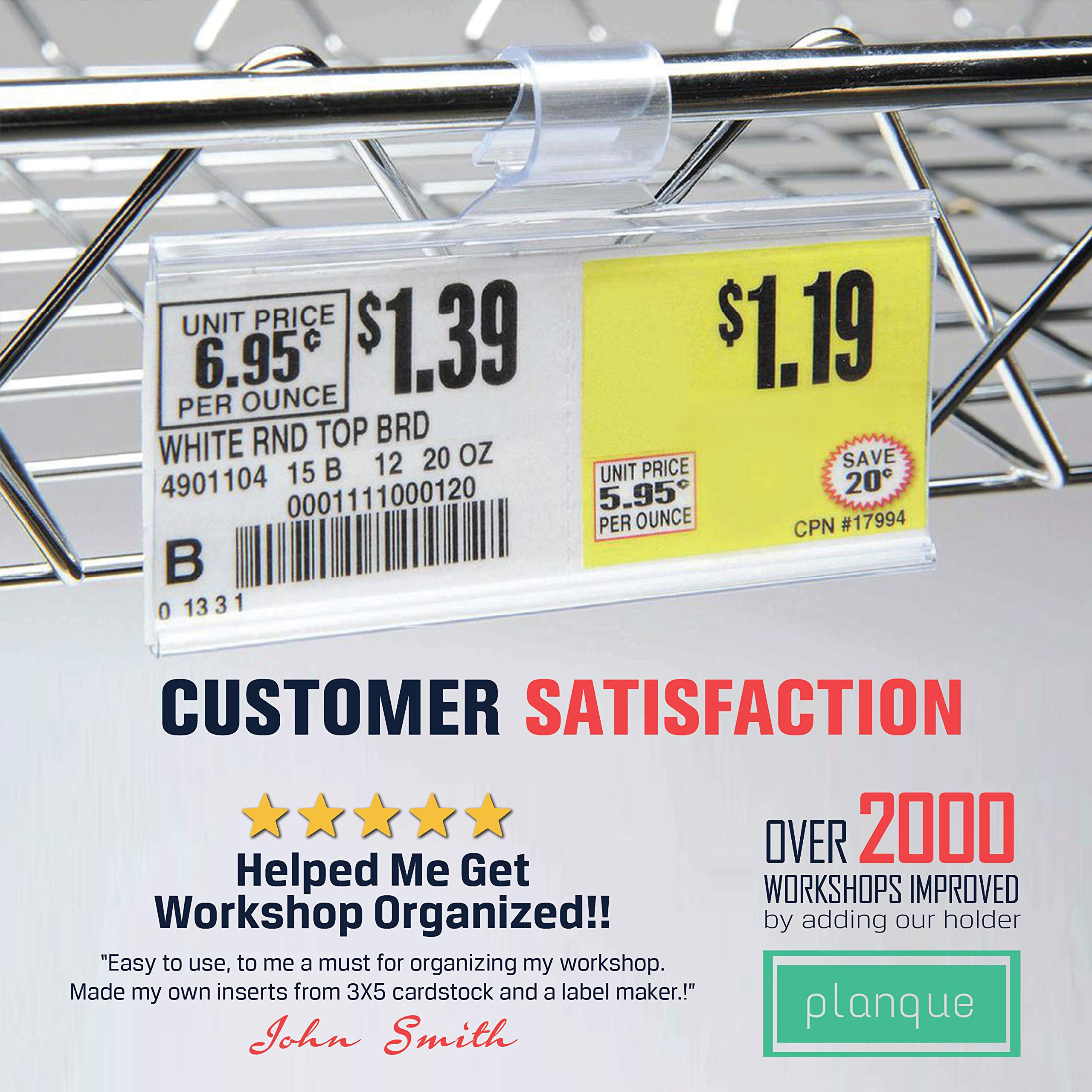 Buy PLANQUE Professional Label Holder, Shelf Labels Holder w Easy Clip