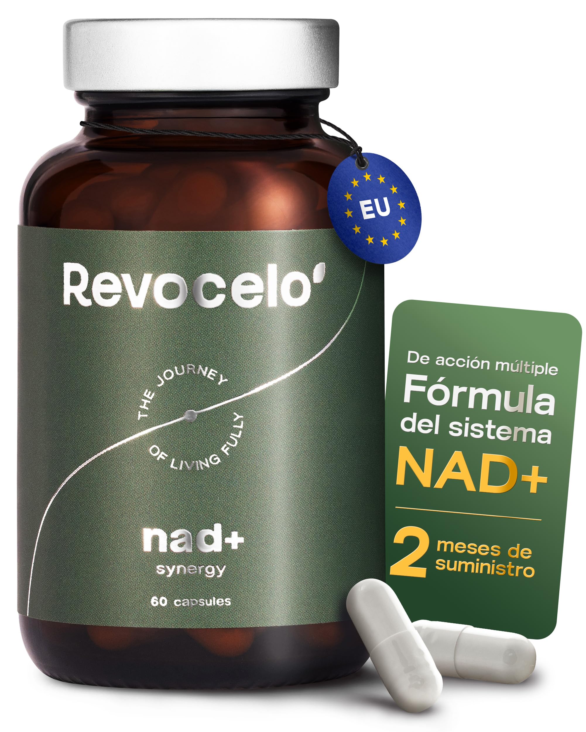 NAD+ Synergy – NAD liposomiale per l’invecchiamento in salute, 300 mg di NR con apigenina liposomiale, TMG e vitamina C, scorta per 2 mesi, Prodotto in UE