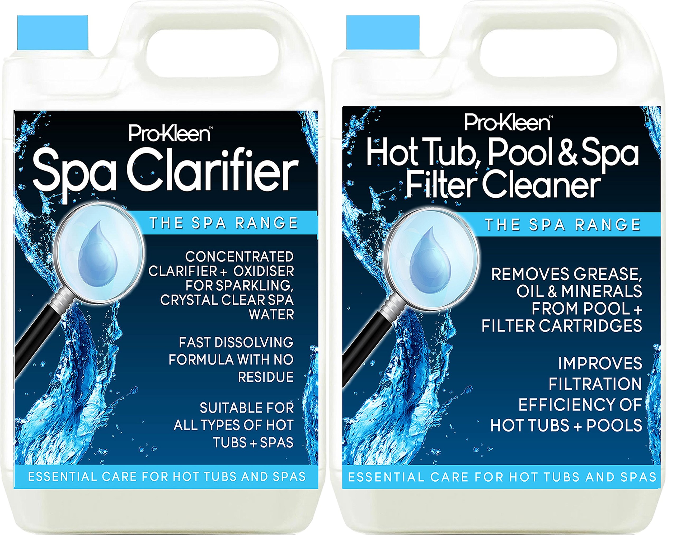 5L of Pro-Kleen Spa Clarifier &Pro-Kleen 5 litres Filter Cartridge Cleaner - Achieve Brilliant, Sparkling Water - Improves Filter Performance & Efficiency
