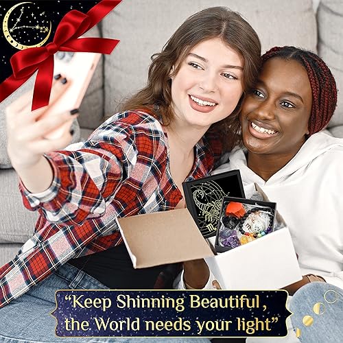 Miniatura 7 de Regalos del zodiaco de Escorpio para mujeres, regalos espirituales, regalos de horóscopo con piedra natal del zodiaco y pulsera de chakras, juego de