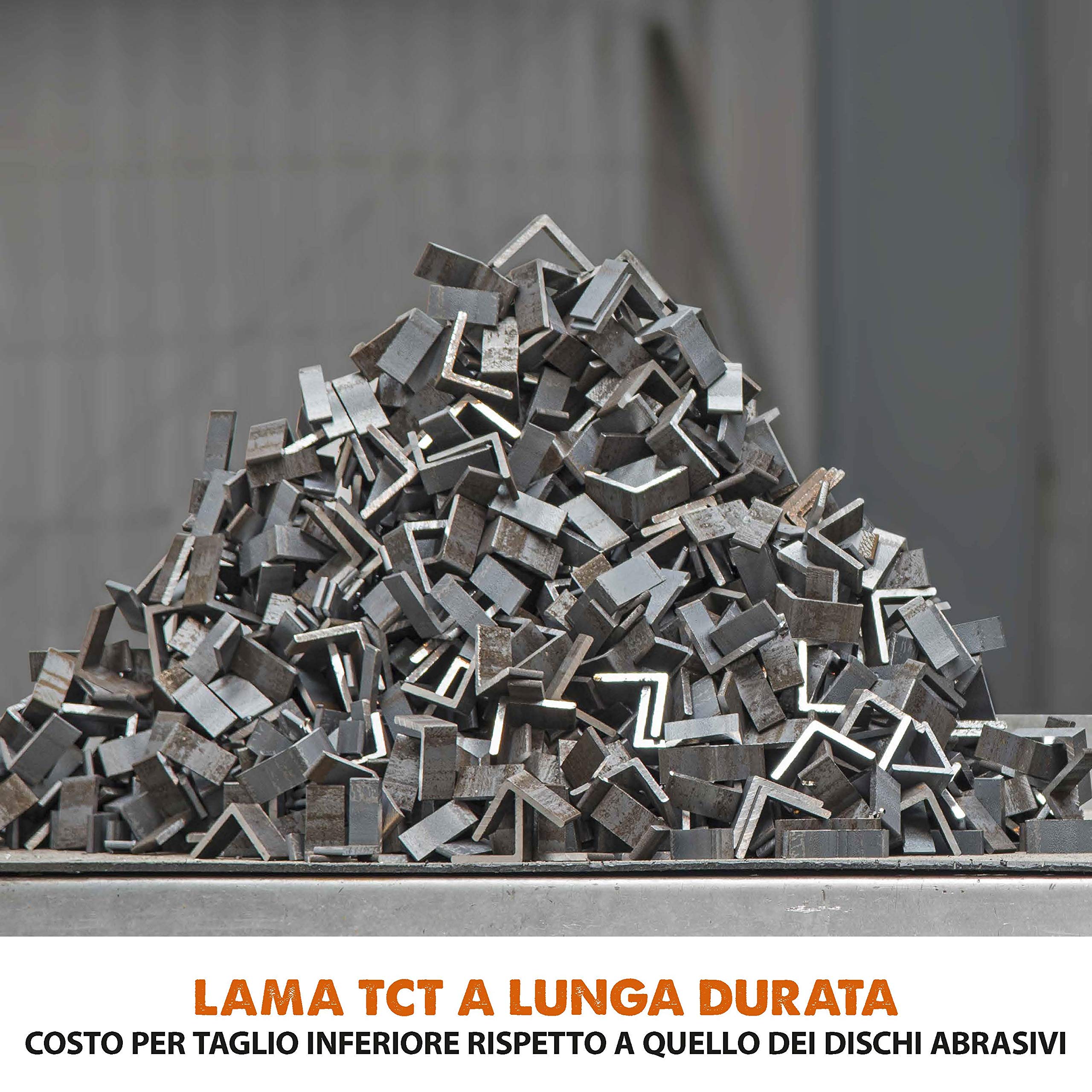 Evolution Power Tools 083-0003 R355Cps Troncatrice Per Ferro Multi Materiale, Esegue Tagli Su Acciaio, Alluminio, Plastica E Legno Anche Con Chiodi, 355 mm
