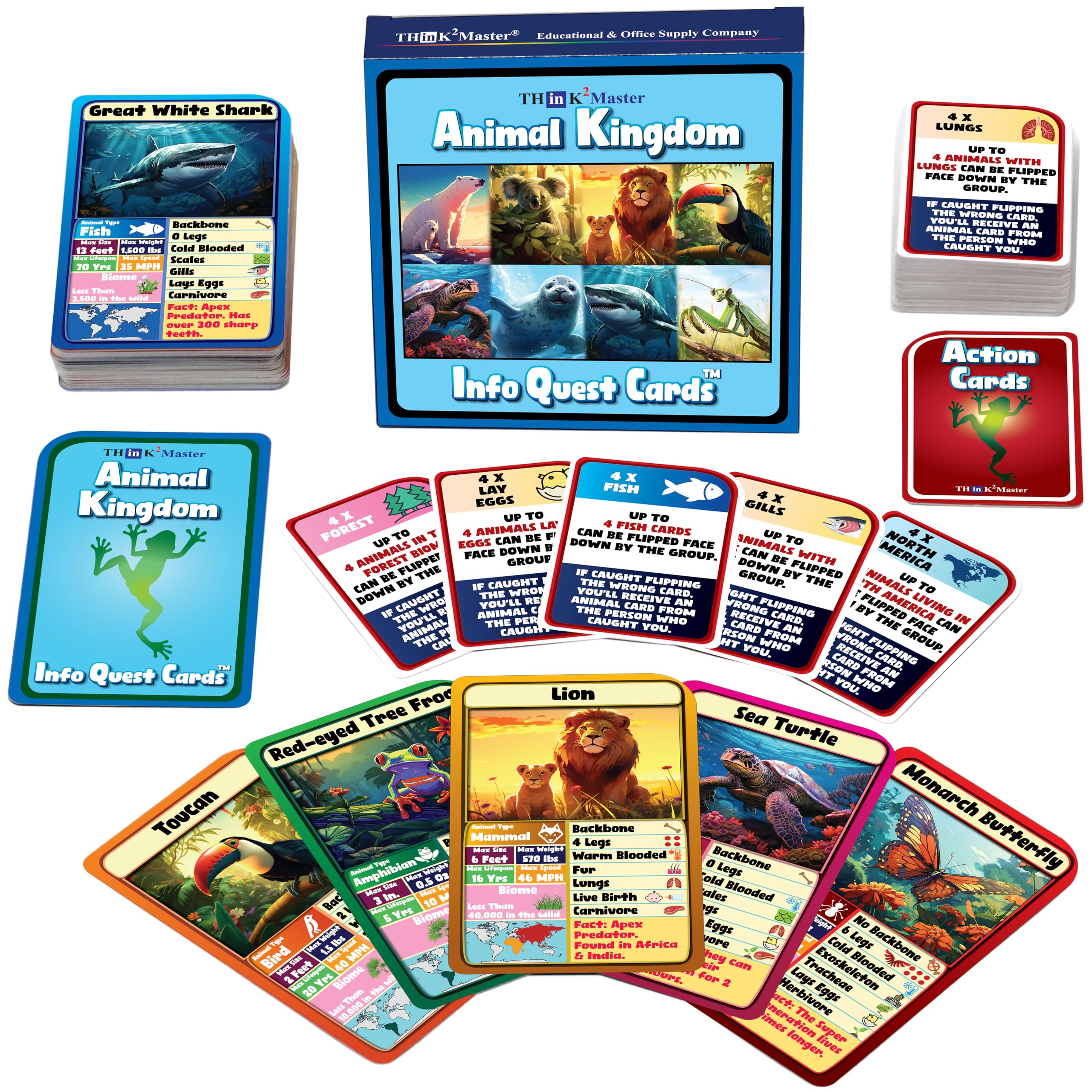 Animal Trading Card Educational Fact Game - Perfect for Boys, Girls, Kids, Classroom, Friends and Families to Have Fun While Learning. Educational Toy. Age 6+, 2-12 Players.