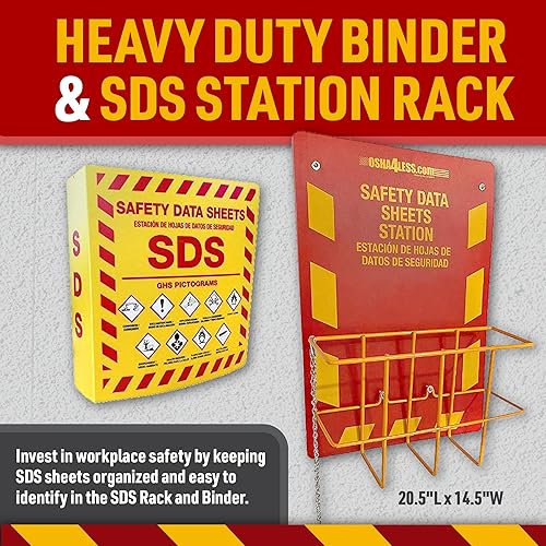 Miniatura 4 de Osha4Less - Estación de fichas de datos de seguridad bilingüe Bastidor de alambre y carpeta de 3 con pictogramas de GHS