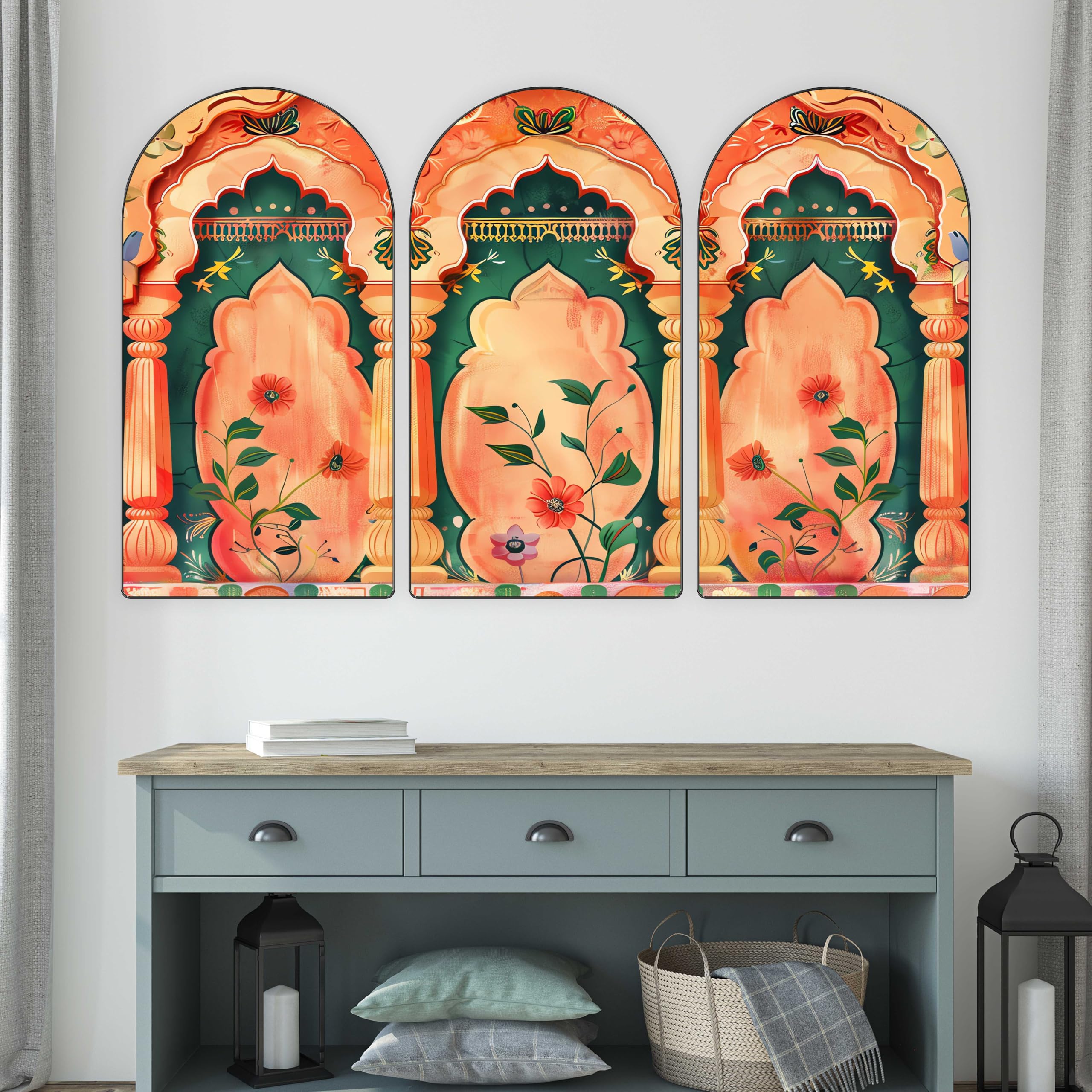 Livin'luxe Golden Tree Arch Shape 3 Panel Wall Painting Set -25 Livin'luxe Golden Tree Arch Shape 3 Panel Wall Painting Set -25