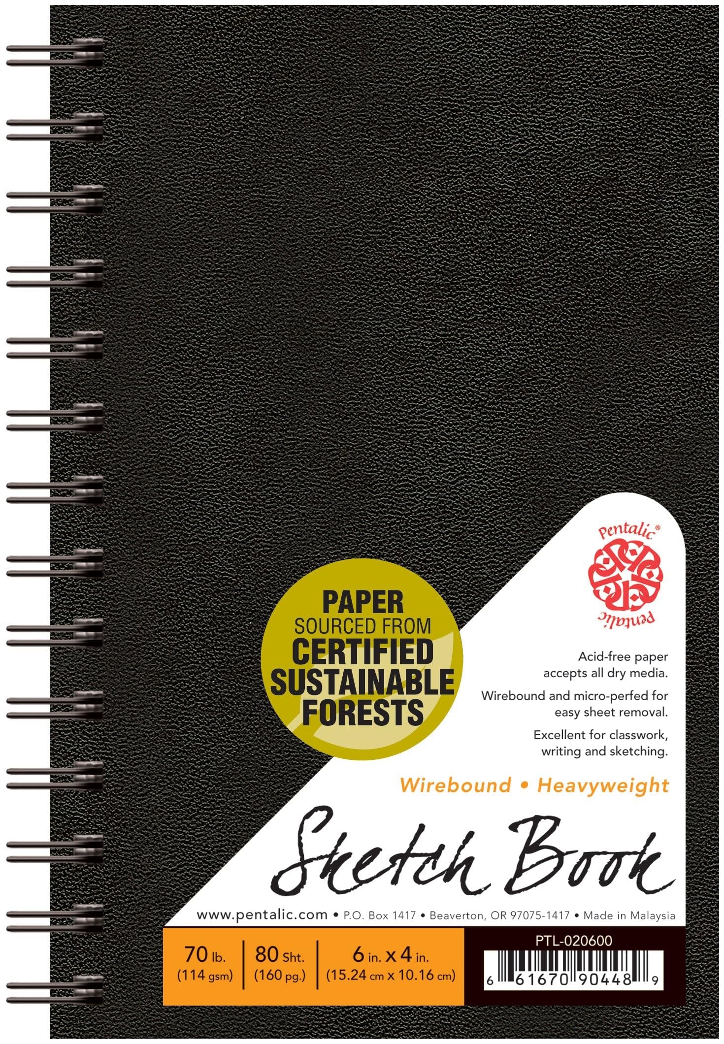 Pentalic Carnet de Croquis, Reliure intégrale, 10,2 cm par 15,2 cm