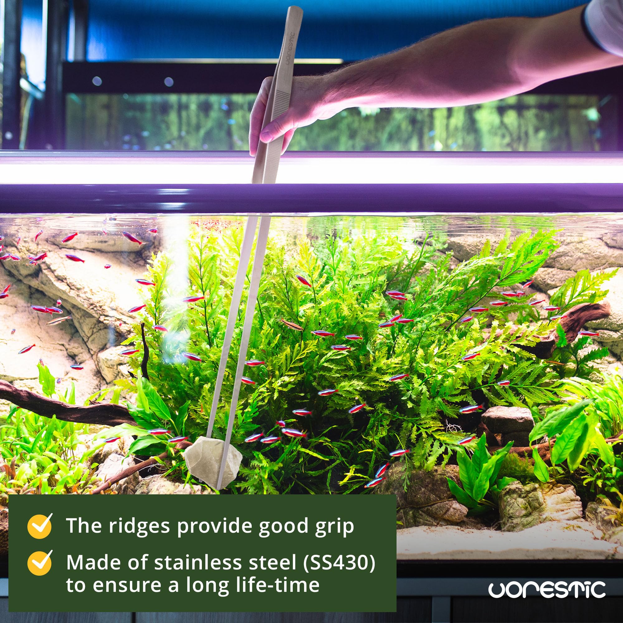 VORESTIC Gerade Aquarium Pinzette 60 cm, Pflanzen Aquarium Zange 60 cm, Sehr Lange Pinzette Terrarium Aquascaping
