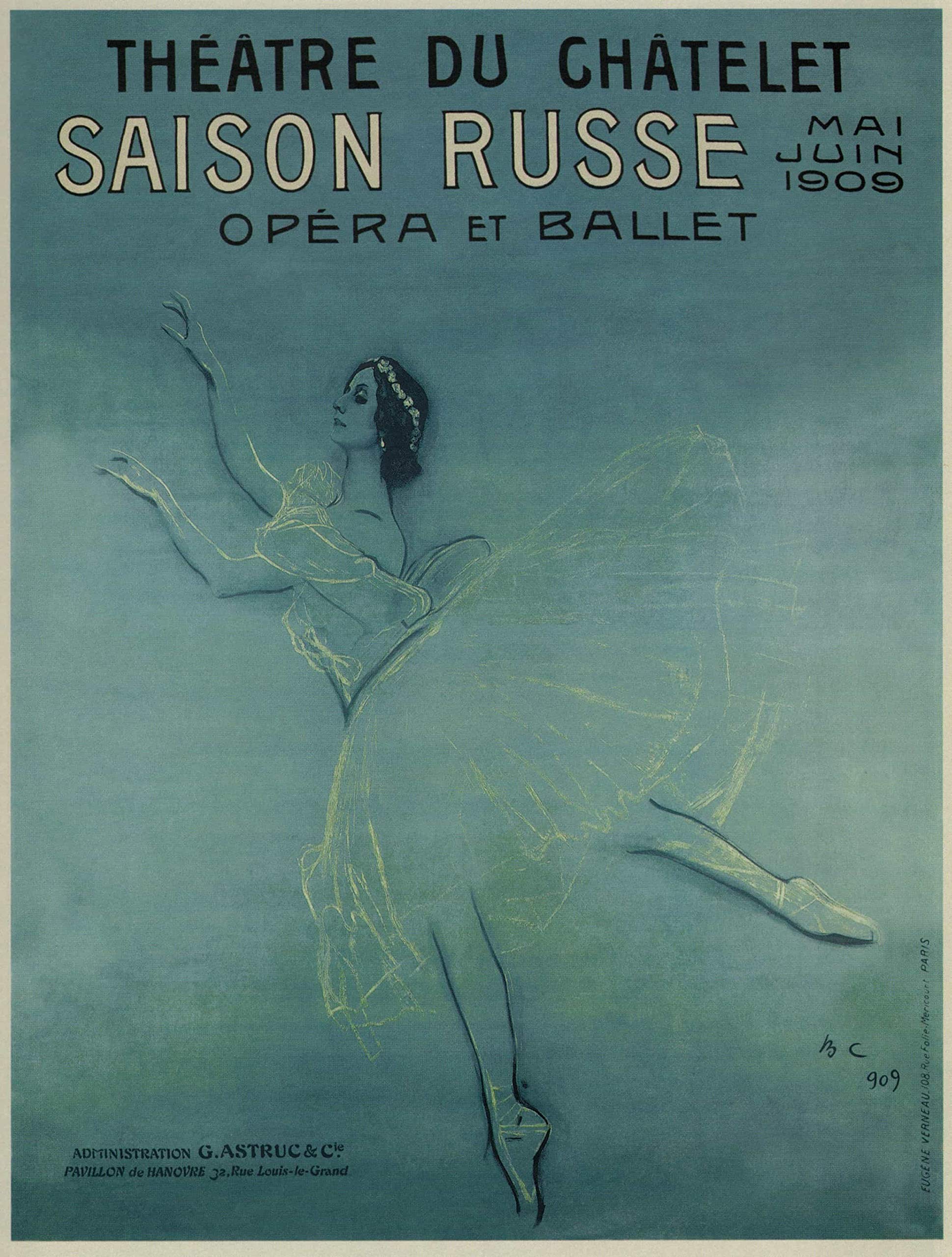 Vintage Theatre Du Chatelet Saison Russe Opera Ballet 1909 Wall Art Photo Picture Print Poster A4