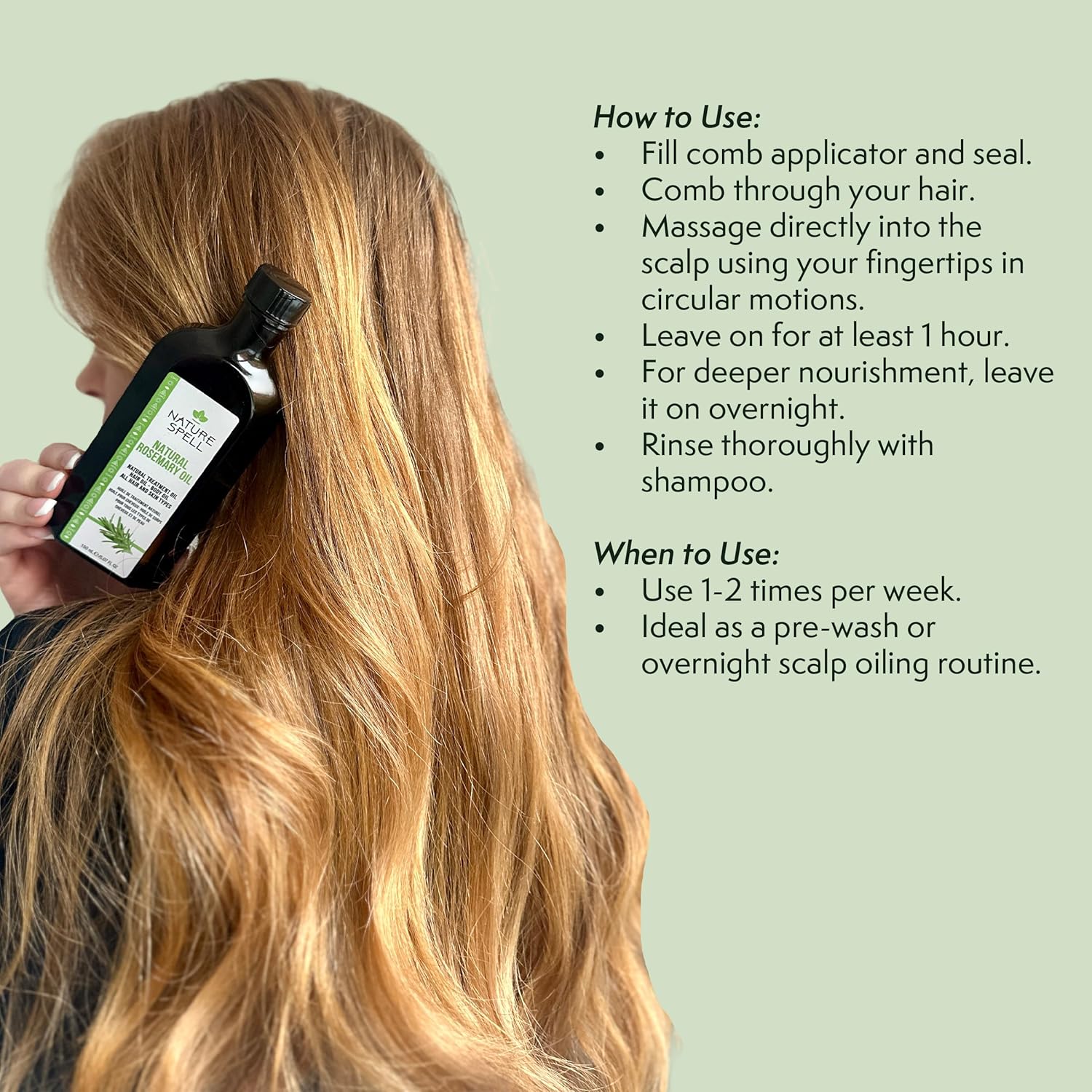 Nature Spell Rosemary Oil For Hair Growth With Root Comb Applicator, Pre-Diluted Hair & Scalp Oil Nourishes Dry, Damaged Hair, For Women & Men, 5.07 Fl Oz - Image 6