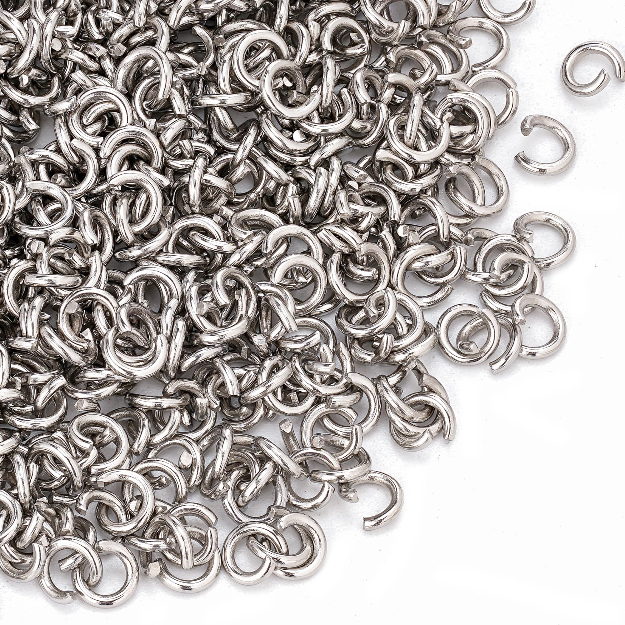 800pcs Stainless Steel Open Jump Rings Bulk 6mm Outer Diameter 1.2mm Thick Jewellery Making Findings for DIY Chainmial Bracelet Necklace Earring Keychains