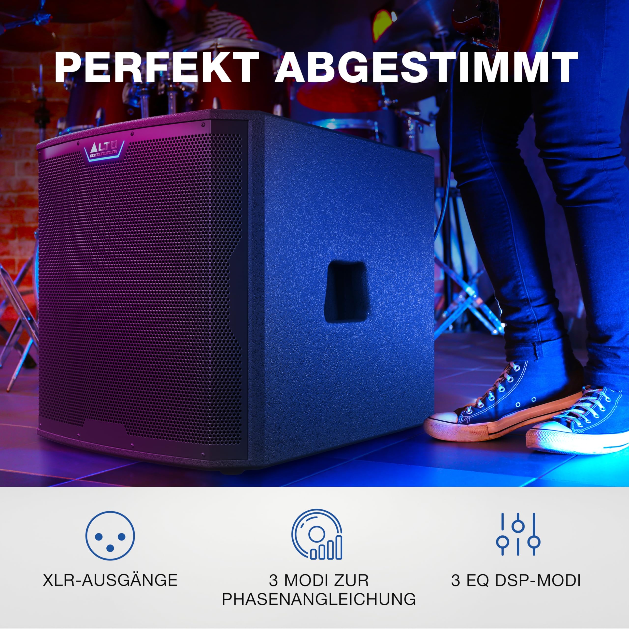 ALTO TS15S 2500 Watt 15-Zoll Subwoofer, Aktiver PA-Lautsprecher mit 6 DSP-Modi, Einfacher Aufbau, 132dB, 3-Zoll Schwingspule, Druckvoller Bass
