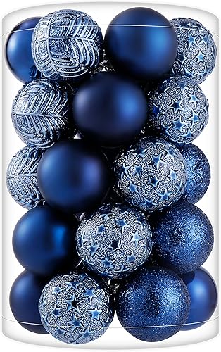 20 adornos de bola de Navidad color azul marino, irrompibles, de plástico, para decoración de árbol de Navidad, fiesta de Navidad, hogar, oficina,